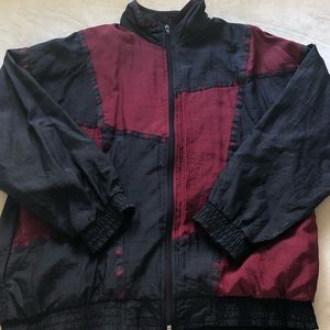 navy and red windbreaker